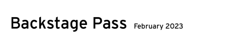 Backstage Pass - February